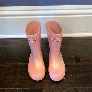 Pink kids hunter rain boots